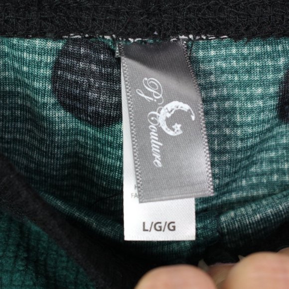 PJ Couture Micro Fleece Polka Dot Pajama Pants Green L - Picture 5 of 6